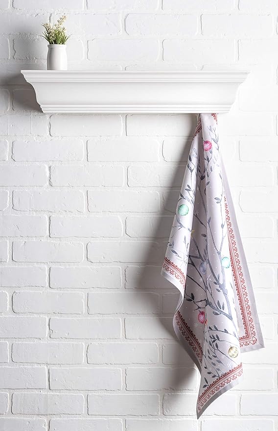 Maison d' Hermine Kitchen Towels Set of 3 100% Cotton 27.50" x 20" Reusable Cloth Tea Dish Towels Absorbent with Hanging Loop for Kitchen, Home, Dining, Cocktail Parties (Fairy Christmas)