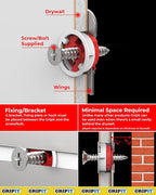 Gripit Red Drywall Anchors (Up to 145Ibs/66kg) | Heavy Duty Drywall Anchors | Wall Anchors and Screws for Drywall | Anchors and Screws Kit | Plaster Wall Anchors | 3/4" Inch Drill Bit | Reusable