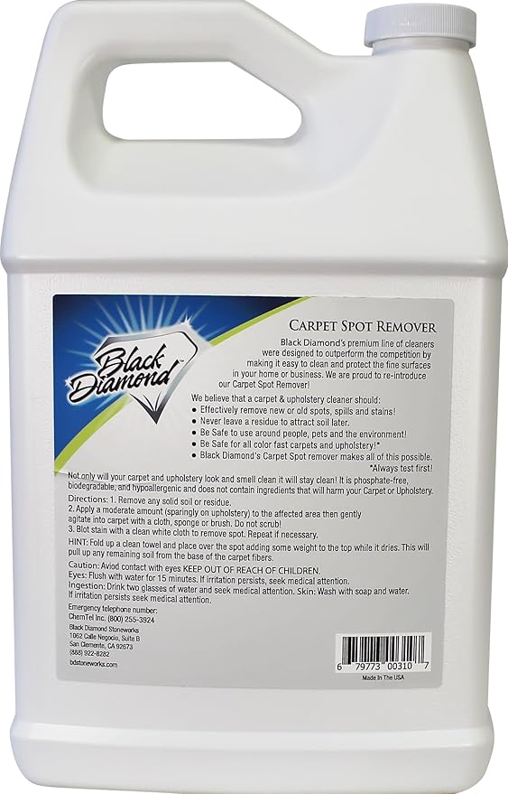 Black Diamond Stoneworks Carpet & Upholstery Cleaner: This Fast Acting Deep Cleaning Spot & Stain Remover Spray Also Works Great on Rugs, Couches and Car Seats. (1-Quart/1-Gallon)