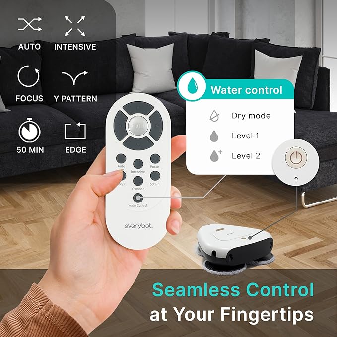 EVERYBOT Three-Spin Robot Mop - Ultra Quiet Smart Mopping Robot Cleaner Only | Powerful Stylish 3 Spin Wet Mop for Hard Floor & Tile Cleaning with Remote Control | Large Water Tank