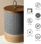 Miamolo Coffee Container Jar with Lid, Ceramic Food Storage Jars for Spice Sugar Cookie, Large Kitchen Canisters for Countertop Coffee Bar Accessories Housewarming Weeding Gift - Gray & 28 fl.oz