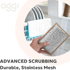 OGGI Bambou Odor-Free Scrubbing Sponges - Natural Scrub Sponges for Dishes, 91% Bamboo-Derived Rayon Cellulose Fiber, Reusable, Absorbent, Durable Scrubbers, Non-Scratch, Washable - 3 pcs, 7x4