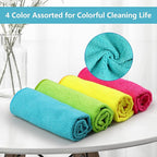 HOMEXCEL Microfiber Cleaning Cloth, 24 Pack Cleaning Rags, Cleaning Towels with 4 Color Assorted, 11.5"X11.5"(Green/Blue/Yellow/Pink)