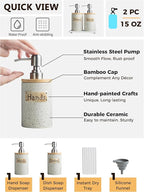 Kitchen Soap Dispenser Set, Ceramic Hand and Dish Soap Dispenser Set with Tray Collapsible Funnel, Hand Soap and Lotion Dispenser for Bathroom, White Bathroom Accessories