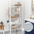 Metal Storage Rack, Storage Organizer Shelves for Kitchen, Bathroom, Living Room, Balcony and Garage, 5 Tiers Narrow Bookshelf, 21.2" W x 9.4" D x 59.2" H, Load 400lbs, White