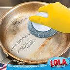 LOLA Steel Wool Wire Mesh Scouring Pad w/Hand Saver Knob, Heavy Duty, Galvanized Steel Wire, Abrasive, for Pots, Pans, Ovens, Grills - 1 Pack
