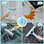 2 Pack 3 in 1 Window Cleaning Scraper, 3 in 1 Spray Squeegee, Window Squeegee Cleaner Tool with Built-in Spray Bottle and 4 Replaceable Sponges for Car Home Windows Glass and Tiles Etc