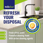 WoldoClean Garbage Disposal Cleaner and Deodorizer Tablets - 24 Pack, Foaming Sink Drain Cleaner & Odor Eliminator, Fresh Citrus Scent, 1 Year Kitchen Cleaning Supply