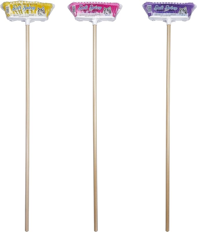 The Original Soft Sweep Magnetic Action Broom Assorted Colors with Natural Finish Wood Handles (2 Brooms)