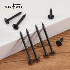 #8 x 1/2" Wood Screw 500Pcs Alloy Steel Standard Thread Truss Head Fast Self Tapping Black Oxide by SG TZH