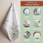 Maison d' Hermine Kitchen Towels Set of 3 100% Cotton 27.50" x 20" Reusable Cloth Tea Dish Towels Absorbent with Hanging Loop for Kitchen, Home, Dining, Cocktail Parties Spring/Summer (Fleurs De Mai)