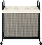 STO STO Laundry Hamper 3 Section, 120L Rolling Laundry Sorter Cart with Removable and Washable Liner Bag, Clothes Hamper with Wheels and Metal Handle for Laundry Room and Bedroom