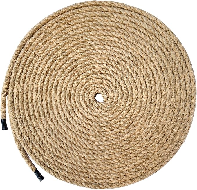 Jute Rope, 55 Feet 8mm Heavy Duty Twine - Perfect for Cat Scratching Posts, Crafts, Bundling, Gardening Decor and Hanging (8mm*55ft)