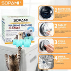 SOPAMI Washing Machine Cleaner Tablets for Pet Owners, Deep Cleaning HE Front Load and Top Load Washer, Septic Safe, Removes Stubborn Pet Hair and Odors