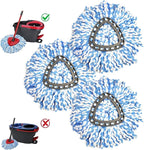 Easywring 1-Tank System,Mop Replacement Heads for O-Ceda Mop Replace Head, Spin Mop Heads Replacements, Microfiber Spin Mop Refills, Easy Cleaning Mop Head Replacement (Blue and White 3pcs)