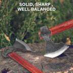 16" Throwing Axe Set with Beech Wood Handle, Professional Throwing Hatchet Set of Two, Viking Style Throwing Tomahawks with Steel Wedge for Adults' Competition and Outdoor Recreation, Red