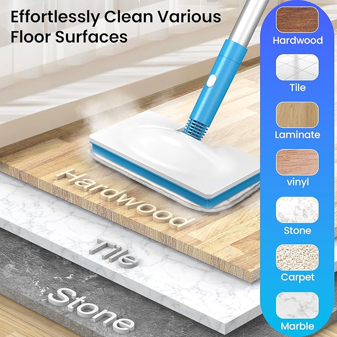 Z7 Steam Mop for Floor Cleaning, 13-in-1 Handheld Steam Cleaner for Home Tile Grout Hardwood Laminate Furniture Couch Clothes Carpet, Multi-Purpose Floor Steamer Machine, Corded (Blue)
