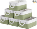 Storage Baskets for Shelves 11.8x7.9x5.2 Inch-Foldable Fabric Organizing Storage Bins with Handles, Closet & Bathroom Organizer, Home Storage for Kitchen, Office (6-Pack, White&Green)