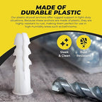 Qualihome Ribbed Plastic Drywall Anchors - Wall Anchors for Drywall - Plastic Screw Anchors for Secure Fastening (Bulk Pack, #14-16 x 1-1/4”)