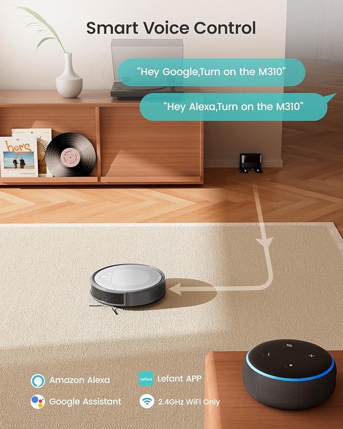 Lefant M310 Robot Vacuum Cleaner– 4500Pa Suction, Ultra-Slim & Quiet, PreciSense Obstacle Avoidance, WiFi/App/Voice Control, 160-Min Runtime, Self-Charging – Ideal for Pet Hair & Hard Floors (Gray)