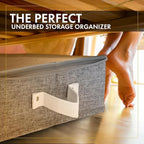 HOMELUX THEORY 2pc Under Bed Storage Containers, Bedroom Under the Bed Drawer Storage Organizer with Bins and Lids, Large Underbed Clothes Storage Box Ideal for Blanket, Fabric, & Shoes (LightGray)