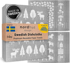 Nordhus Design Swedish Dishcloths,10 Grey Cloths, Made in Sweden - Reusable, Washable Cellulose Cotton Kitchen Cloths - Replace Paper Towels, Wipes, Sponges, Dish Rags