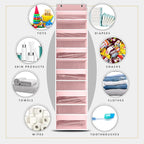 HOMELUX THEORY 2 PC Heavy Duty Over the Door Organizer 55x14x6.7, 6 Large Front & 12 Side Pockets, Hanging Storage Closet Door Organizer for Bedroom, Bathroom and Baby Nursery Storage (Baby Pink)