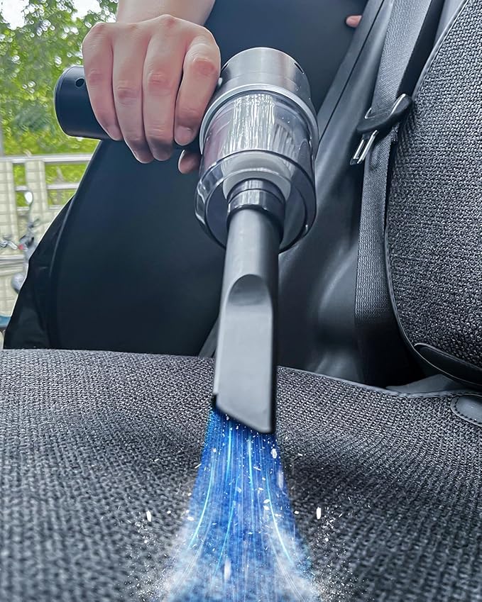 Mini Vacuum Cleaner Cordless with LED Light | 15000 Pa Hand Vacuum Cordless Rechargeable - Portable 3-in-1 Powerful Car Vacuums with Multi-Nozzles for Car, Home, Pet Hair, Black