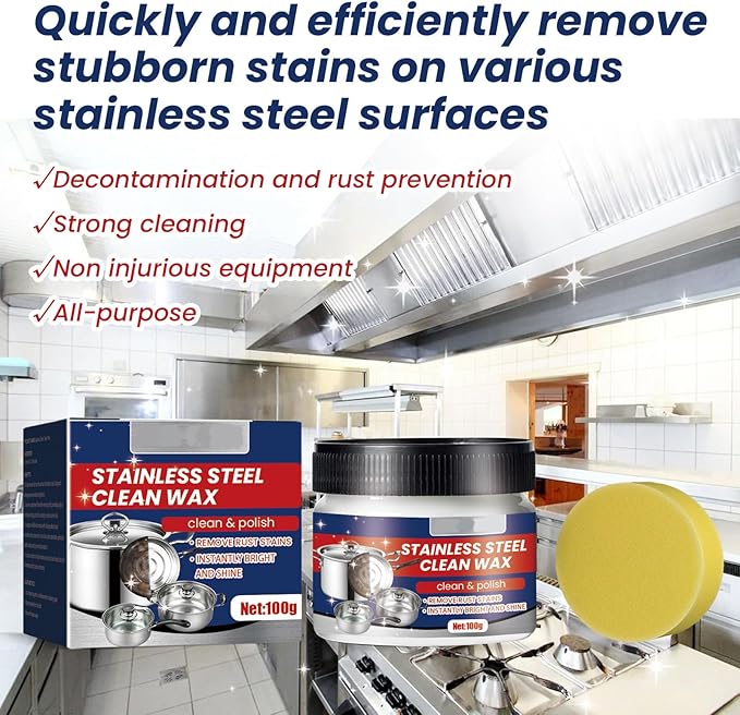 Magical Nano-Technology Stainless Steel Cleaning Paste, Stainless Steel Clean Wax, Stainless Steel Cleaning Wax, Stainless Steel Cleaner and Polish, Metal Polish Paste (3Pcs)