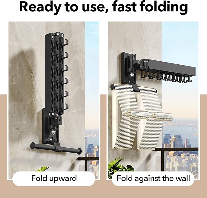 Wall Mounted Clothes Hanger,Clothes Drying Rack,Laundry Drying Rack,Clothes Rack Wall Mount,Drying Rack Clothing,Laundry Rack,Folding,Retractable,Collapsible,can Fold Upward & Left & Right