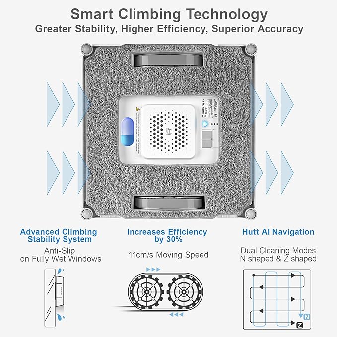 Auto Window Cleaning Robot A1, Upgraded 4 Water Spray & 6000PA High Suction Power Window Cleaner with Laser Sensor Detection, Perfect for High-Rise Windows, Tiles and Glass