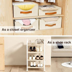 DIMJ Closet Organizers and Storage 4 Tier - Fabric Clothes Drawer Storage Bins, Stackable Rolling Storage Cart with Wheel, Small Dresser for Closet Bedroom Nursery Office