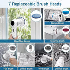 COO Electric Spin Scrubber, Cordless Cleaning Brush Scrubber, Home Power Scrubber for Cleaning Bathroom Kitchen, Cleaning Brush with 8 Replacement Heads Bathroom Cleaner (White, SX828)