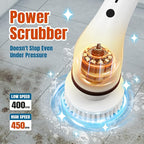 Electric Spin Scrubber, Cordless Cleaning Brush Scrubbe with Adjustable Handle and 8 Brush Heads,Two Speeds up to 450 RPM for Bathroom, Floor, and Sink Cleaning(Black)