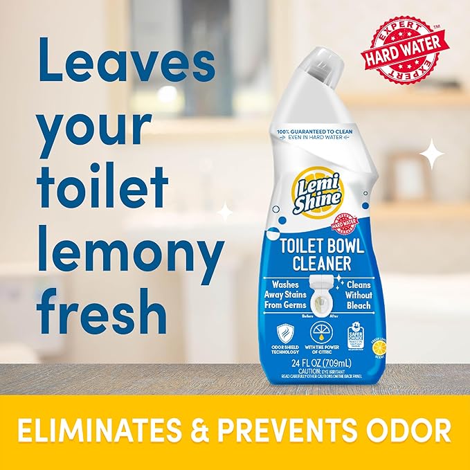 Lemi Shine Toilet Bowl Cleaner, Bleach-Free, Removes Tough Stains and Odor, Award-Winning (24 oz., 6 Pack)