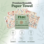 FEBU Swedish Dishcloths for Kitchen | 5 Pack Watercolor Reusable Paper Towels Washable | Swedish Dish Towels | Non-Scratch Cellulose Sponge Cloths | No Odor, Biodegradable Cleaning Cloths