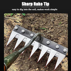Iron Rake 2.0, Upgraded Iron Weeding Rakes 2.0, Iron Rake for Gardening and Weeding, Multifunctional Heavy-Duty Iron Rakes Gardening Hand Weeder Tools, Durable ＆ Lightweight (8 Teeth)