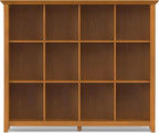 SIMPLIHOME Acadian Bookcase - 57 inch Tall 12-Cube Solid Wood Storage Display Unit in Light Golden Brown, Transitional Cube Organizer for Living Room or Office with Fixed Shelves and Tapered Legs