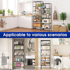 3 Pack Adjustable 6-Tier Storage Shelves with Wheels, 750 lbs Capacity Heavy Duty Wire Shelving Rack, 14" D x 24" W x 71" H Rolling Metal Shelving for Garage, Closet, Kitchen