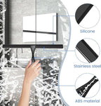 All-Purpose Silicone Shower Squeegee for Shower Glass Door,with 1 Hooks,for Bathroom Glass, Car, Tile Wall, Mirror Cleaning - Flower Shaped Handle for Easy-Grip 10 Inch Black