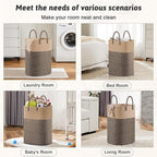 Laundry Basket,Woven Cotton Rope Laundry Hamper,Versatile Storage for Dirty Clothes,Baby Toys,and Blankets in Bathroom, Nursery,and Living Room (Jute, 60L)