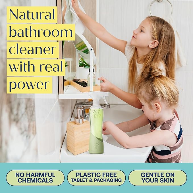 Fab Tab Bathroom Cleaner, Eco-Conscious Cleaning Tablets for Sparkling Bathrooms, Powerful Grime Remover, Citrus Scent, No Harmful Chemicals, Economical Refills - 12 Tablets (bottle not included)