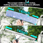 2Pack 14-Inch Multifunctional Rust Proof Window Cleaning Kit. for Shower Glass Doors, Bathroom Doors, Mirrors and Windows