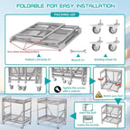 2 Shelf Rolling Cart with Wheels, 660lbs Capacity Collapsible Steel Rolling Utility Cart, Heavy-Duty Foldable Hand Truck, Metal Storage Carts with Handle for Groceries, Warehouse (36" Lx26 W)