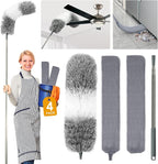 4 Pcs Dusters for Cleaning, 2 in 1 Microfiber Dusters and Retractable Gap Dust Cleaner with 1 Microfiber Dusting Cloths Long Handle 30-100 Inches Extension Pole for Ceiling Fan Cleaning Supplies