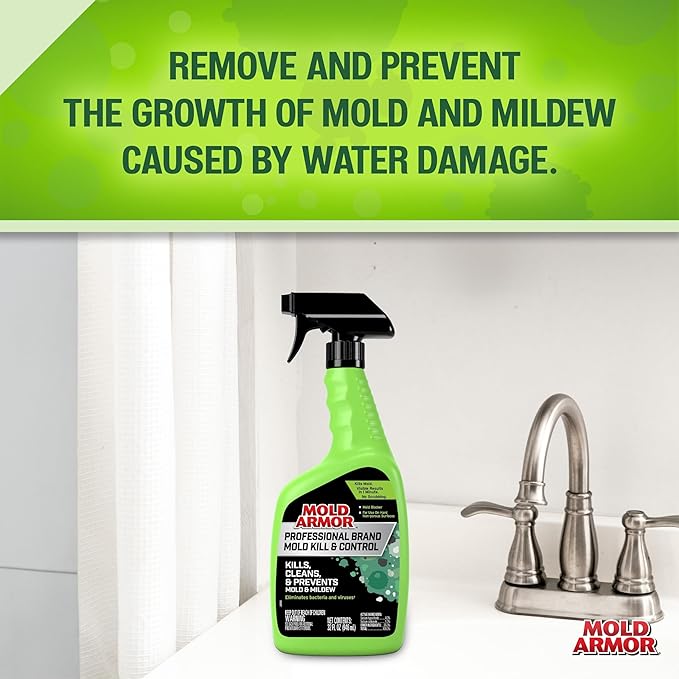 Mold Armor Professional Brand Mold Kill & Control Spray, 32 oz., Mold & Mildew Remover, Visible Results in Minutes, Eliminates Bacteria & Viruses