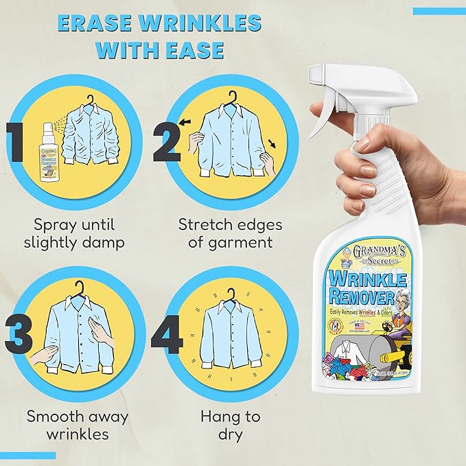 Grandma's Secret Wrinkle Remover Spray - Easily Removes Wrinkles & Odors - Wrinkle Release, Fabric Refresher Spray, Chlorine, Bleach and Toxin-Free - 16 Fl Oz (Pack of 2)