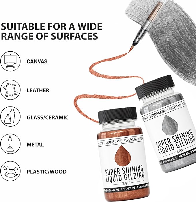 Liquid White Gold Leaf Paint - Alcohol Based Fast Drying White Gold Liquid Leaf, 3.38 fl oz (100 ml)