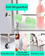 susunnus Stainless Steel Cart with Wheels 3 Tier,Stainless Steel Kitchen Cart,Utility Cart,Metal Cart with Wheels,Suitable for Various Occasions,Movable,Gift Tools