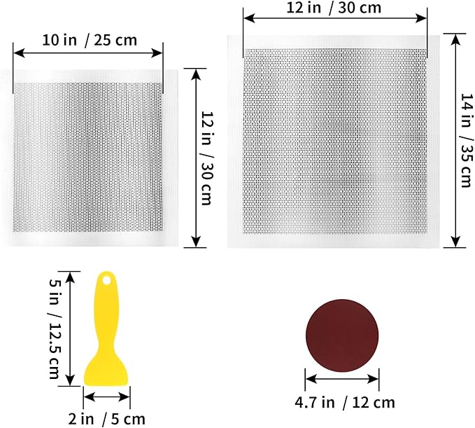 4 Pack Drywall Repair Self Adhesive Metal Mesh, 10" and 12" Large Wall Hole Patch Kit with Scraper and Sandpaper for Fixing Drywall, Plasterboard, Ceiling